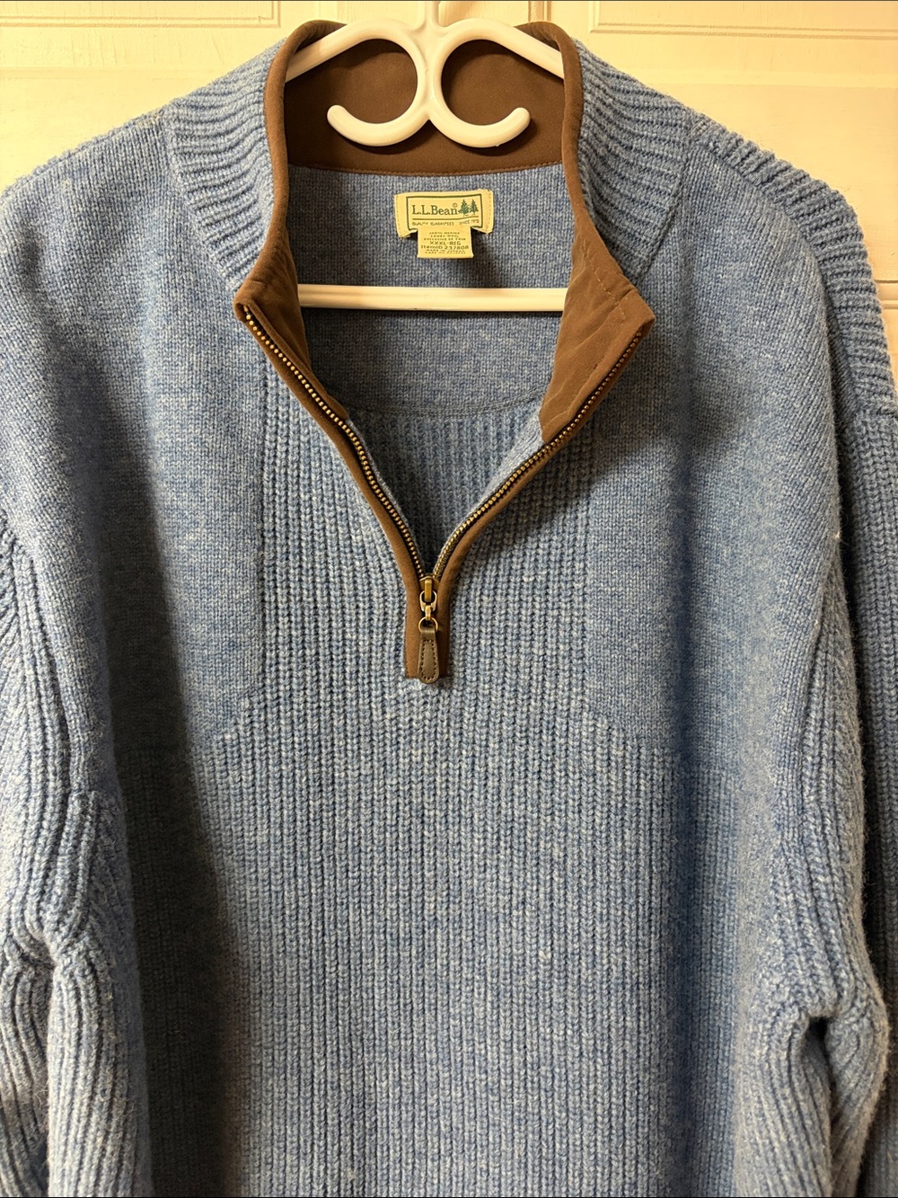 L. L. Bean Waterfowl blue lambswool quarter zip sweater men’s size 3XL